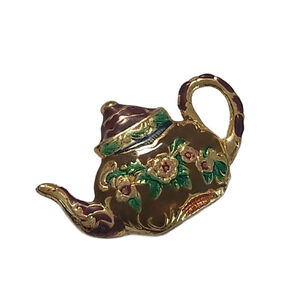 Vintage Cloisonne Teapot Brooch